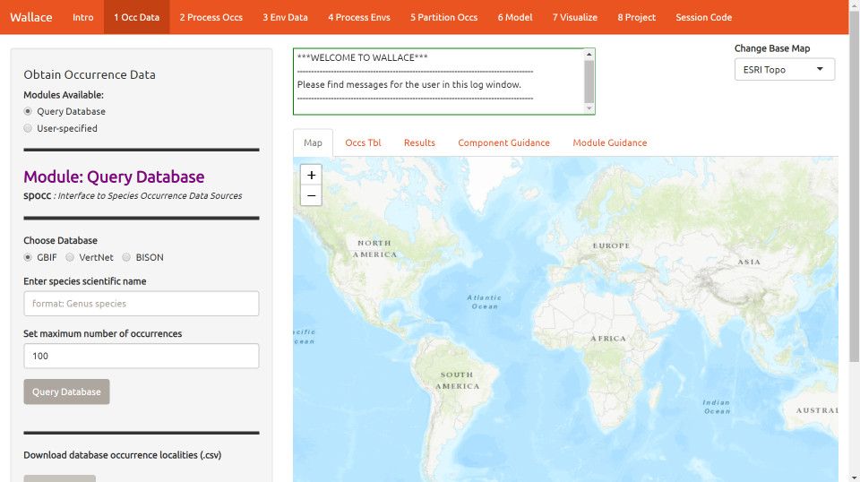 Wallace is a modular platform for reproducible modeling of species niches and distributions
